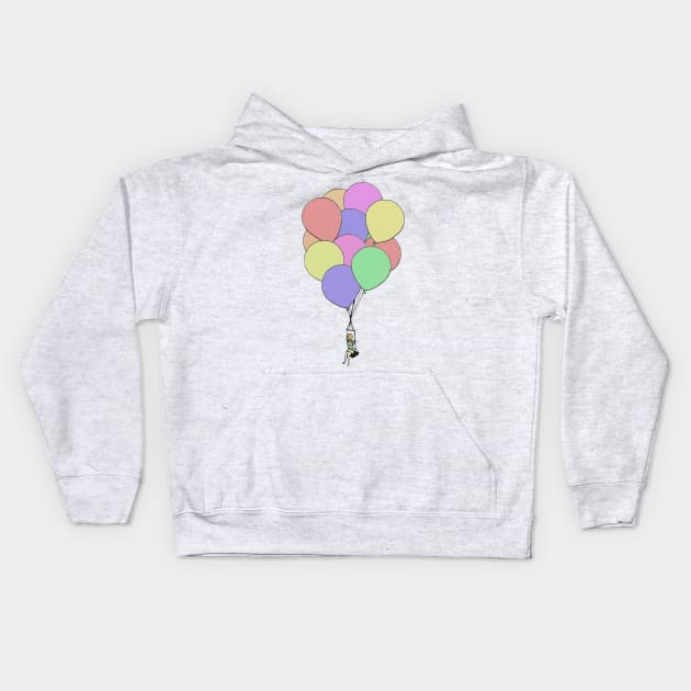 Pastel balloon ride Kids Hoodie by TealPangolin